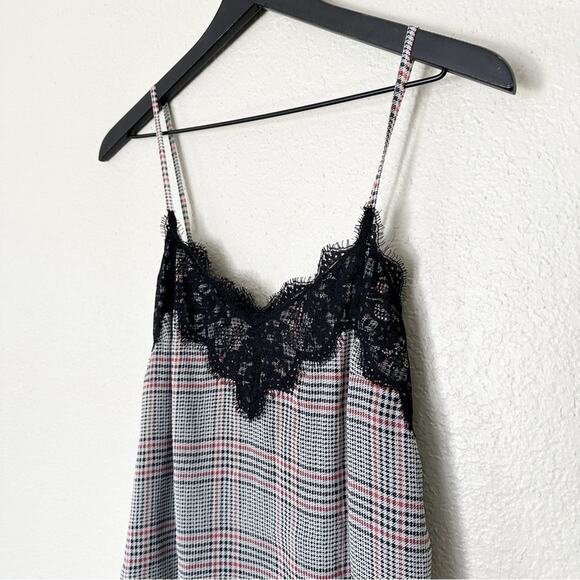 Abercrombie & Fitch Womens Lace Trim Tank Top Grunge Punk Houndstooth‎ Y2K XS - Picture 3 of 8